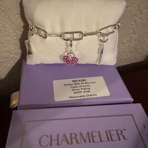 NWT Bomb Party Written with all my love Charmelier Silver Charm Bracelet